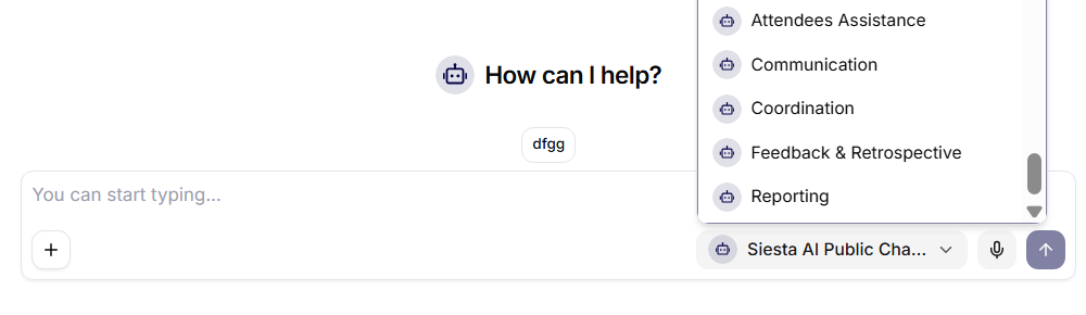 Input field and assistant selection