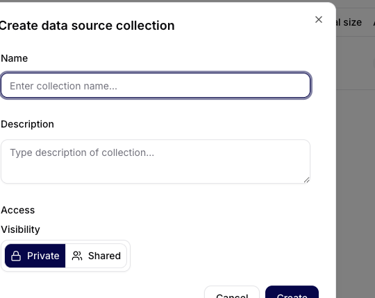 Dialog for Creating a Collection