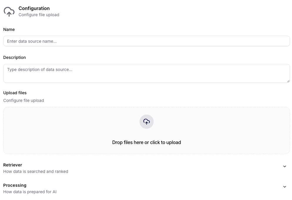 Manual Upload Data Source Configuration