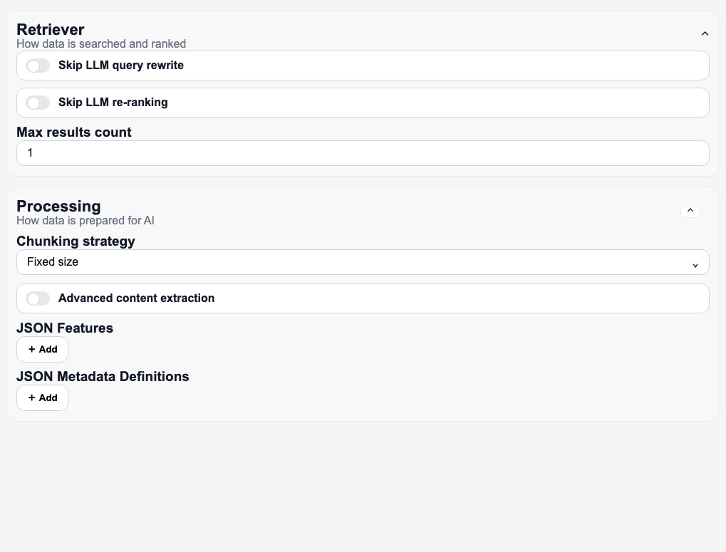 Retriever and Processing Settings