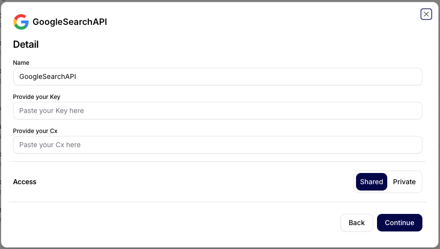 Setting up GoogleSearch connector in Siesta AI
