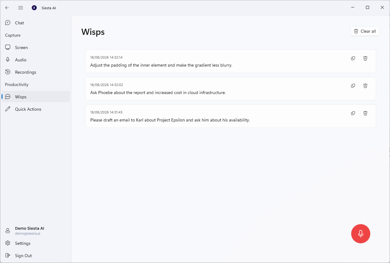 Local Wisp history in the Windows app
