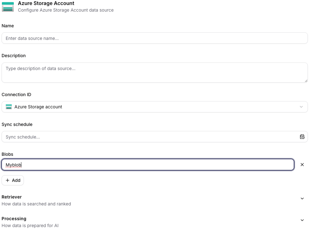 Konfigurace Azure Storage Account datového zdroje