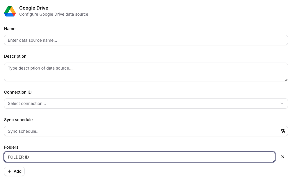 Konfigurace Google Drive datového zdroje