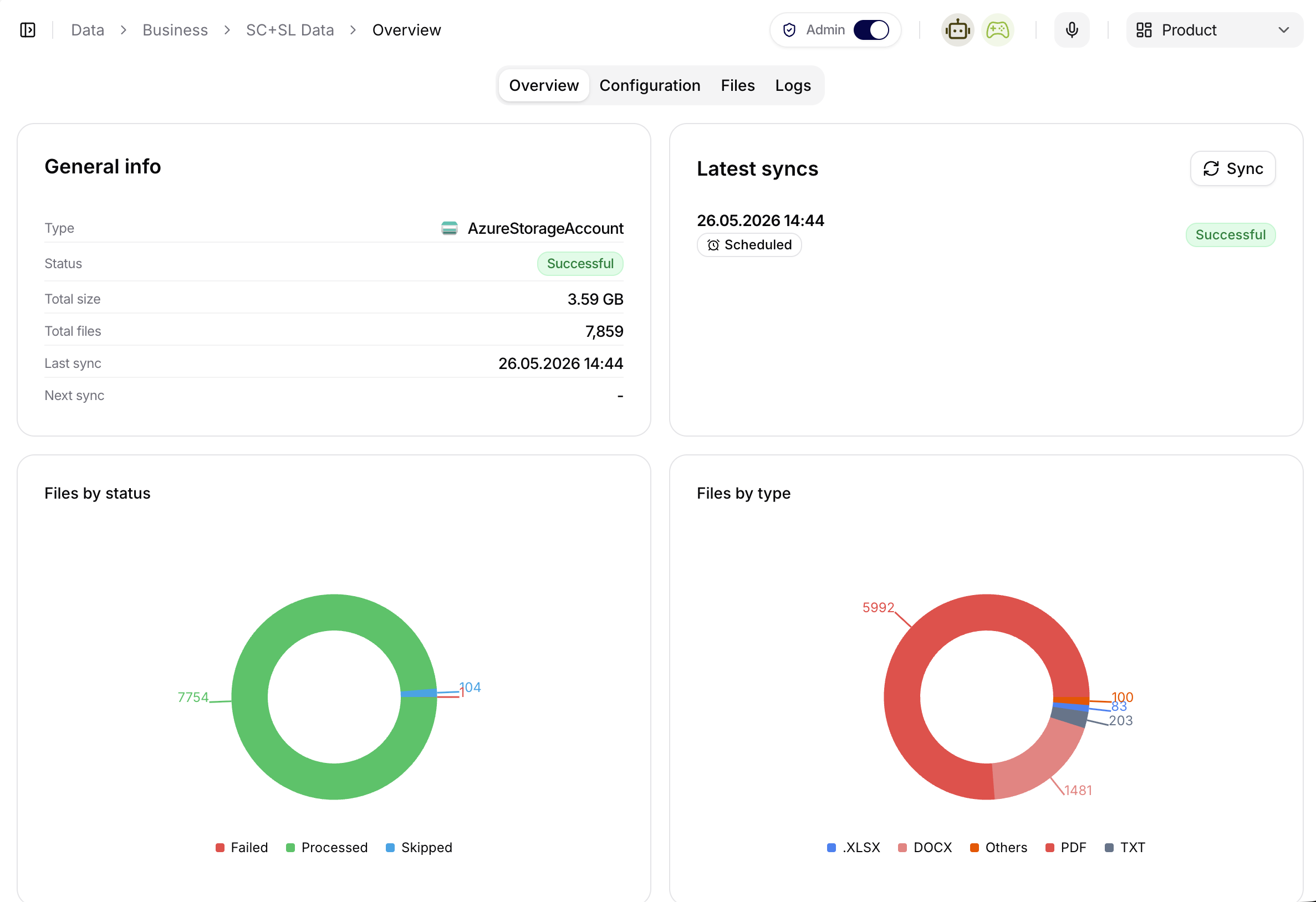 Konfigurace Azure Storage Account datového zdroje