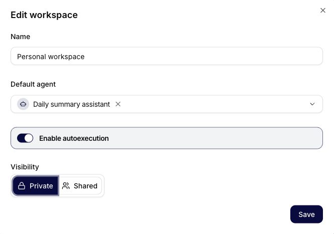 Nastavení task workspace