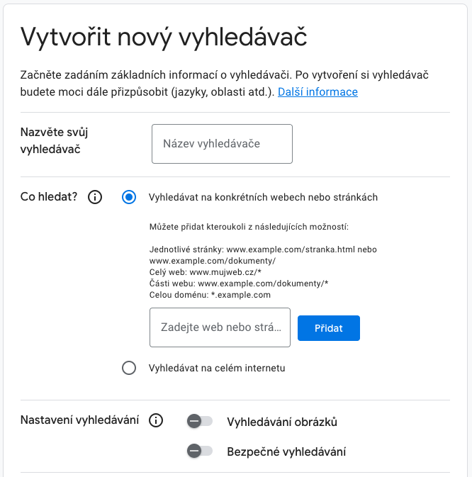 Oprettelse af en ny søgemaskine