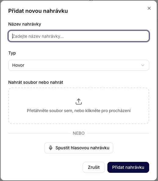 Dialog til tilføjelse af optagelse