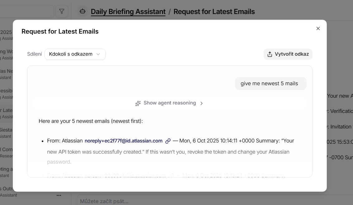 Dialog for deling af chat