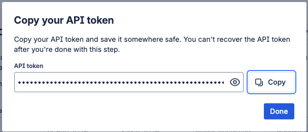 Kopieren des Atlassian API-Tokens