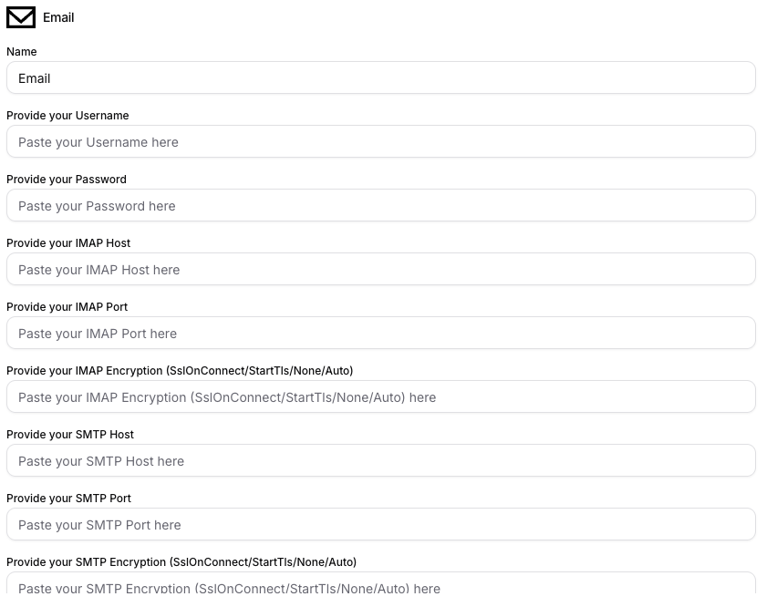 Formular zur Konfiguration des E-Mail-Connectors