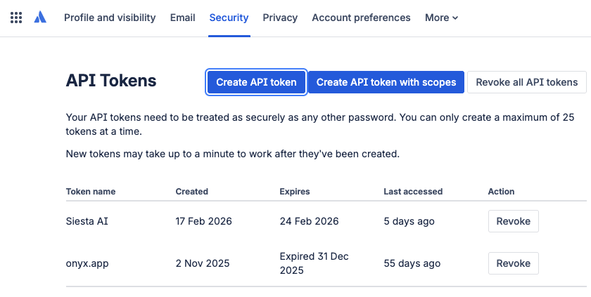Sélection de la connexion Jira