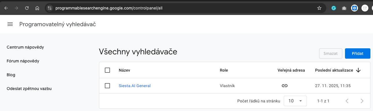 Liste des moteurs de recherche dans Programmable Search Engine