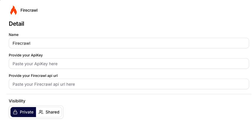 Modulo di connessione Firecrawl in Siesta AI
