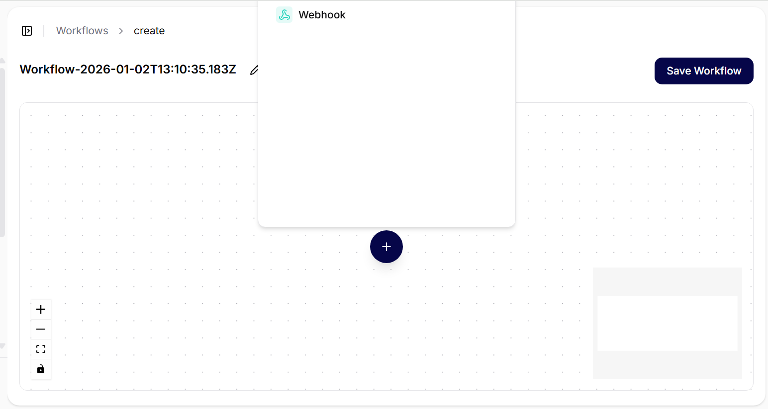 Tela vuota con webhook