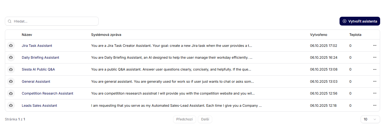 Vytvorenie asistenta