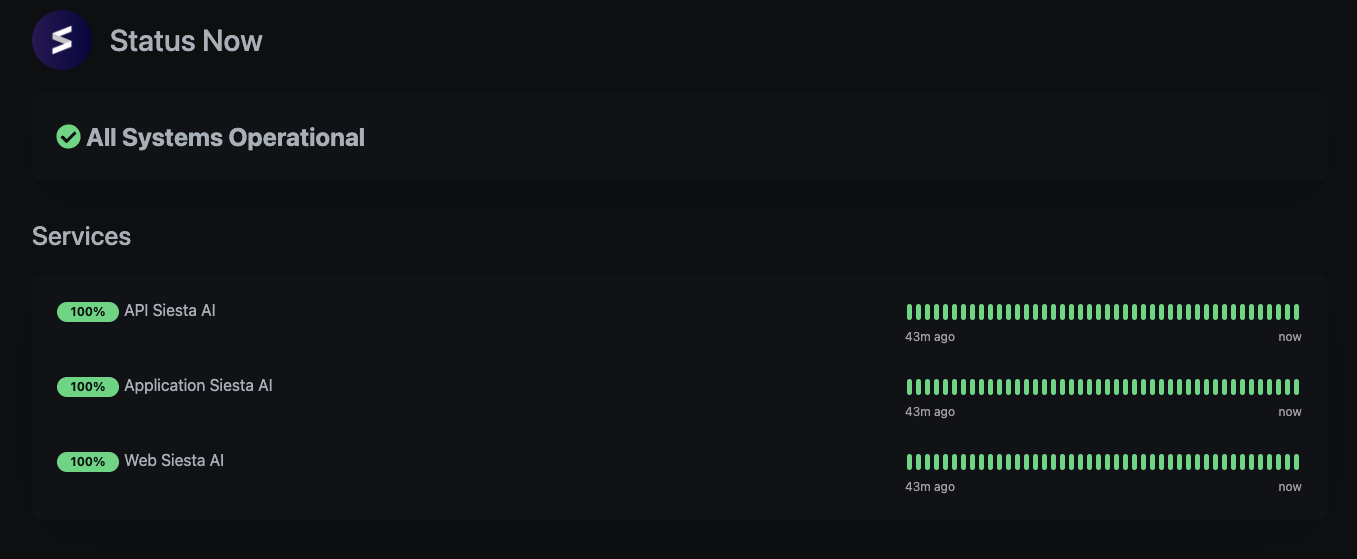Status služieb Siesta AI
